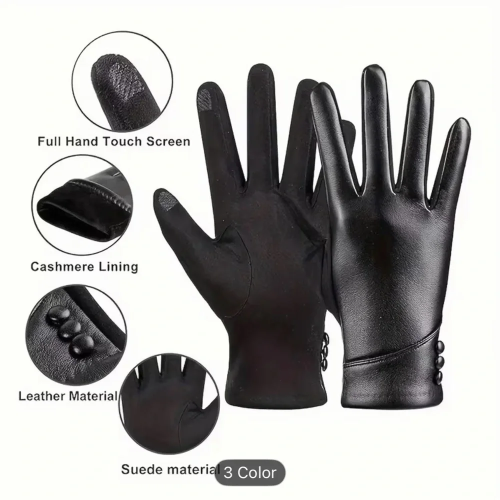 Genuine Leather Burgundy Red Woman’s Gloves Touchscreen and Cashmere Lining